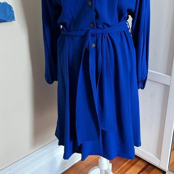 Calvin Klein Blue Casual Button Front Dress - Size 12 - Picture 3 of 10